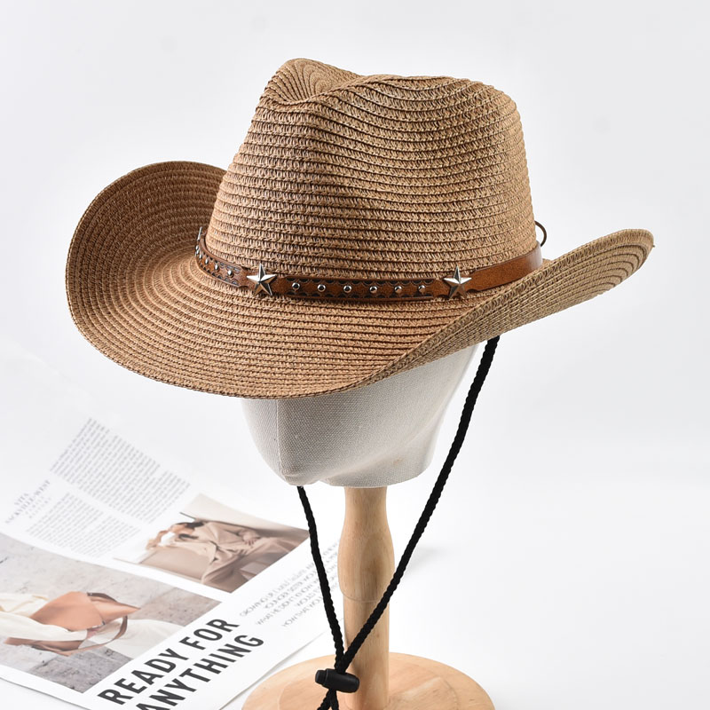 Cowboy Hat Straw - 여성용 밀짚 웨스턴 카우보이 모자 접이식