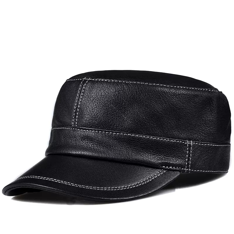 Baseball Cap Structured - 남성용 트렌디 양가죽 플랫 탑 모자,
