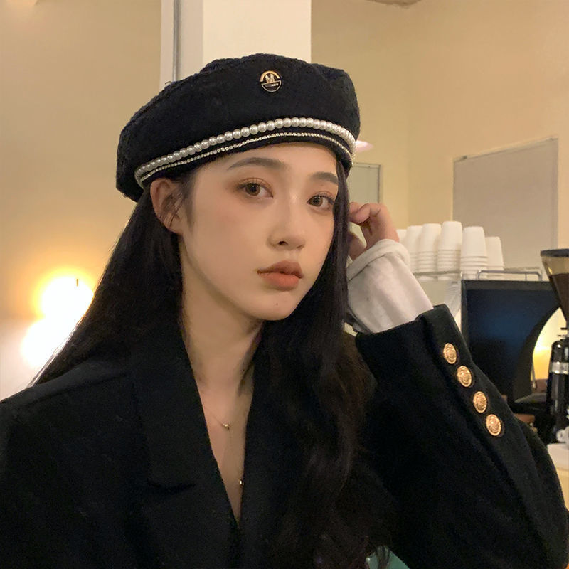 W102 겨울 베레모, 체인, 진주, 햅번 스타일 모자 - Beret French Wool 리뷰 및 가격