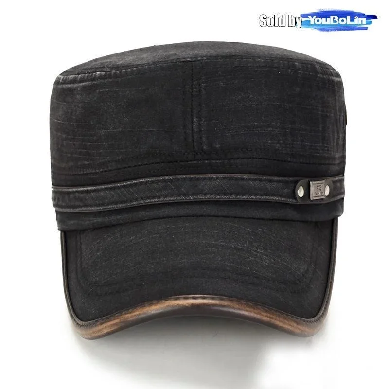 가죽 브림 워시 디스트레스드 코튼 조절 가능한 군사 학 - Dad Hat Cotton 리뷰 및 가격